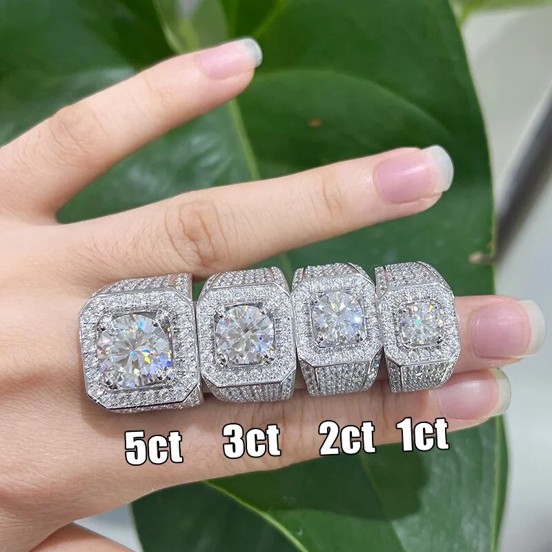 Luxury Silver 1-5 Carat Moissanite Women Ring Jewelry S925 Silver Ring  Diamond Mens Silver Rings