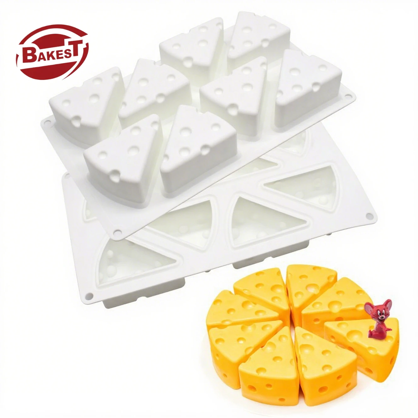 8-Cavity Eco-Friendly Mirror Silicone Mold for Cheesecake Mousse Cheese Soap Wax Candle Handmade for Baking Packaged