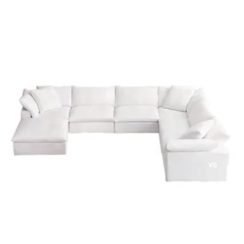 Modular Sofa Living Room Furniture Comfy Oversize Velvet Sofa Cotton Fabric Wood Modern Sectional Sofa