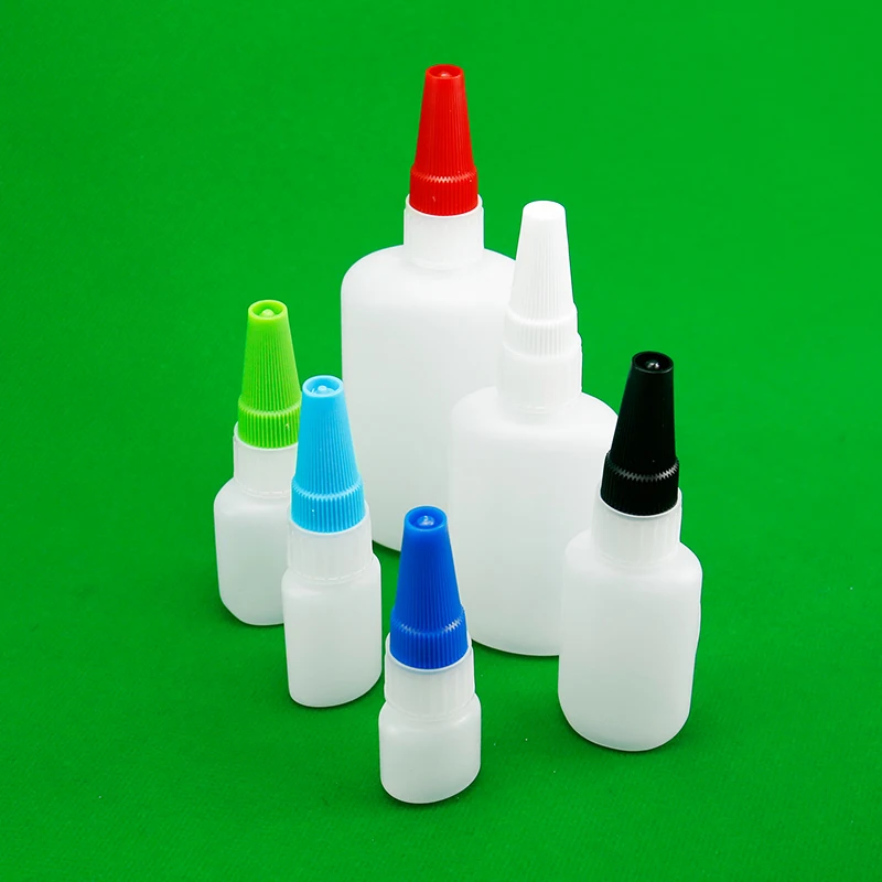 1Oz Hdpe Flat Oval Plastic Glue Bottle Natural Blue Red Color Plastic Bottles Dropper Cap Bottle