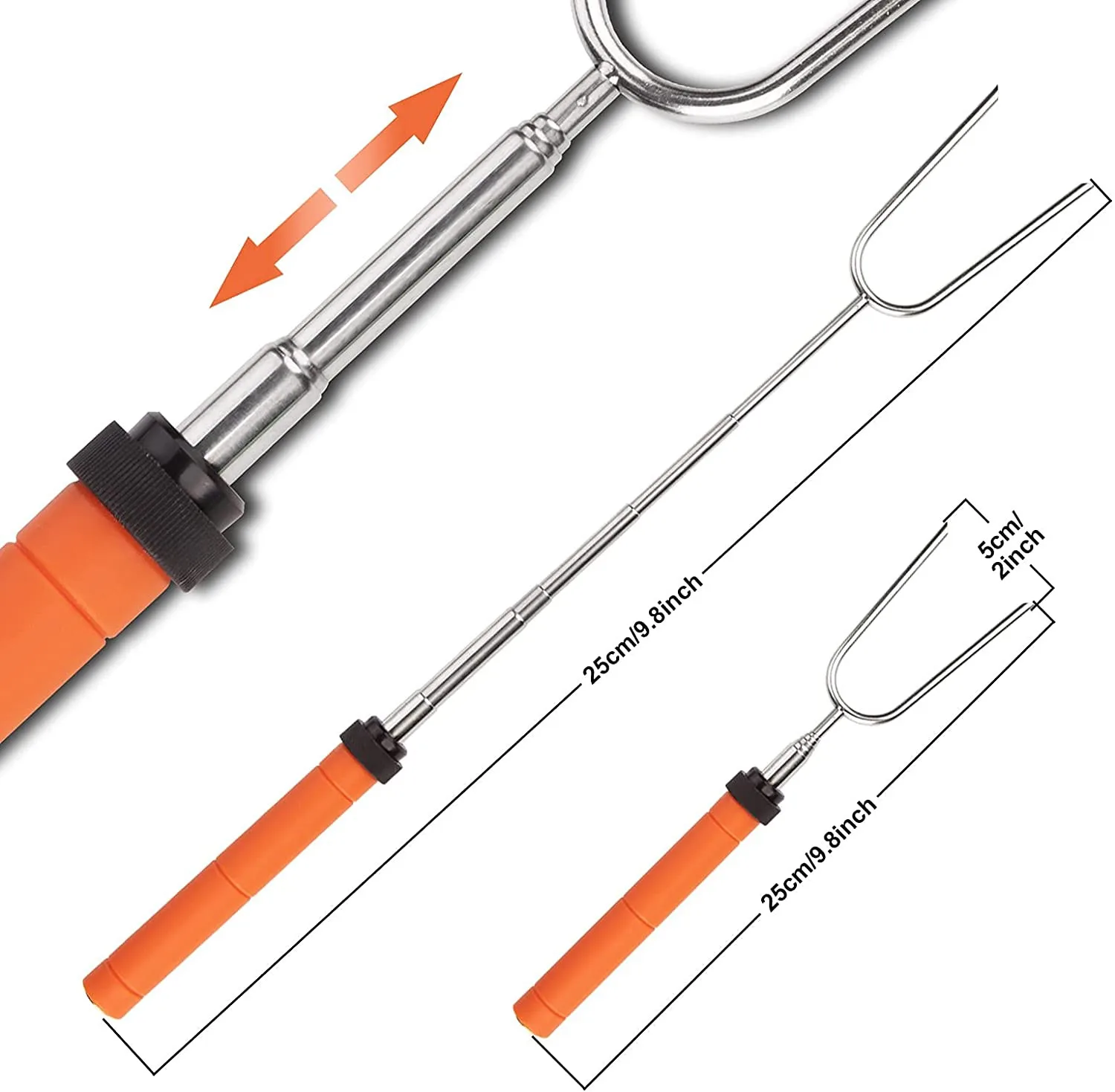 BBQ Forks Stainless Steel Smore Skewers With Wooden Handle Telescoping Smores Roasting Sticks for Fire Pit supplier