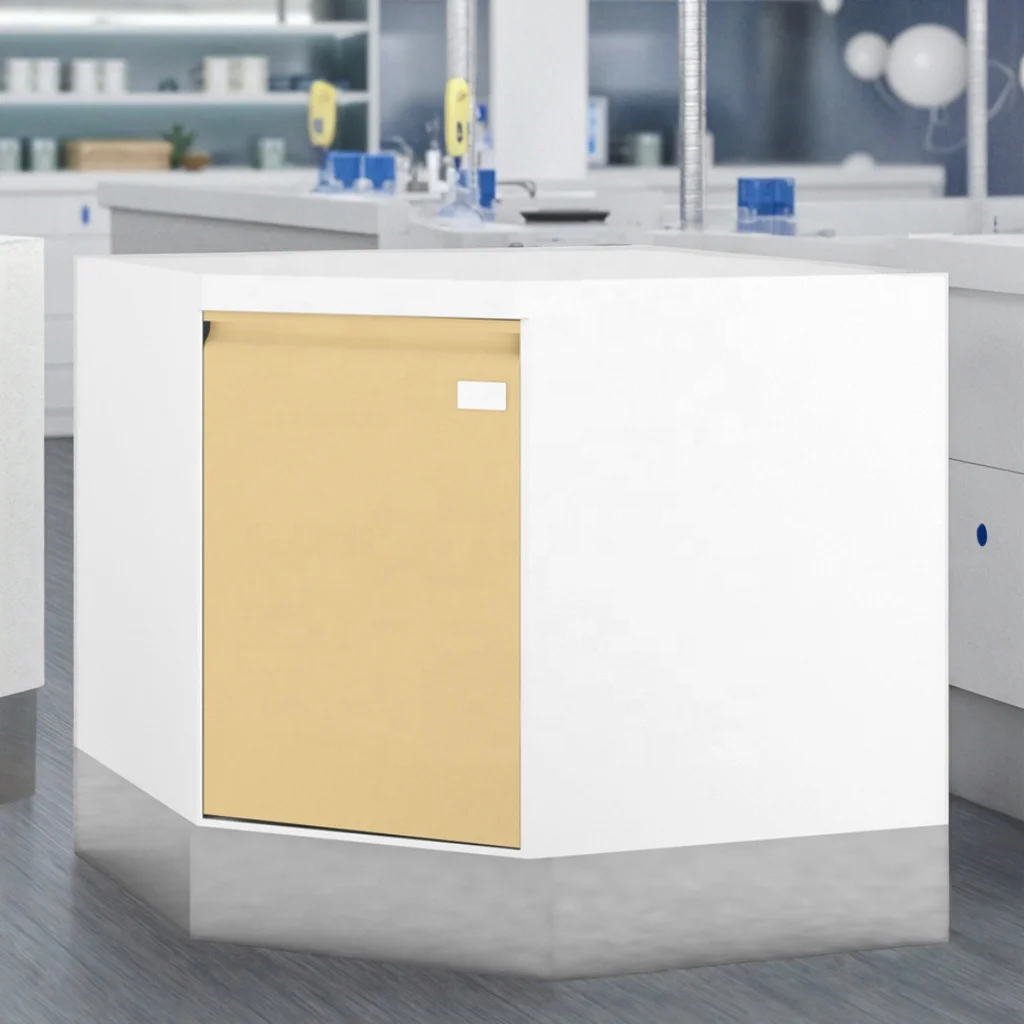 Modern Stainless Steel Non-Rectangular Five-Sided Base Cabinet for Hospital Clinical Labs Advanced Geometry Optimization 4