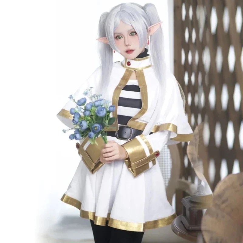 Costume Cosplay Frieren Complet + Perruque - Taille S à XXL - Polyester - Pour Halloween, Conventions, Fêtes - Accessoires Inclus - 12