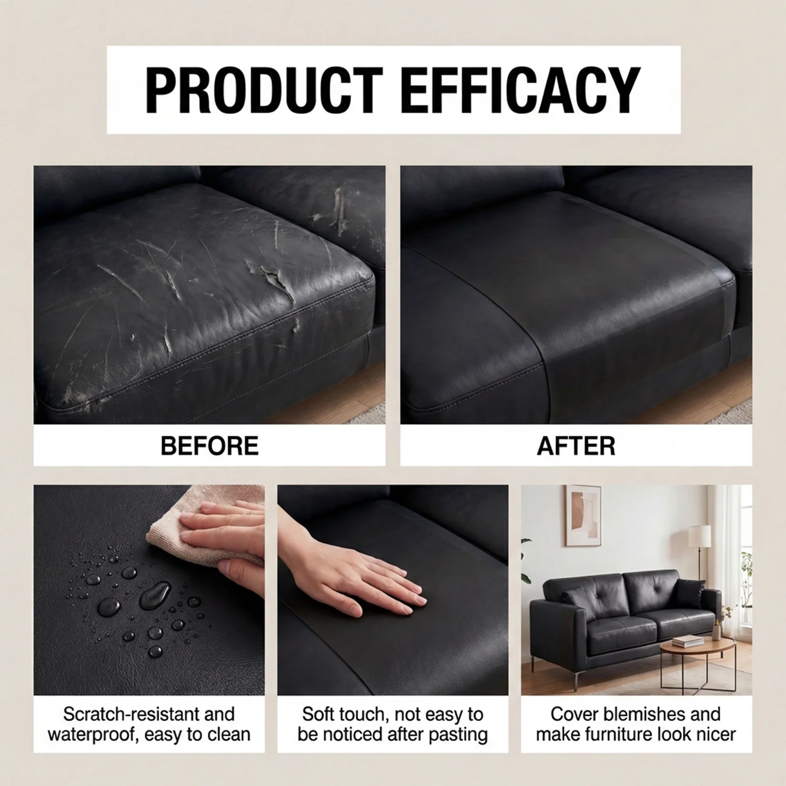 Brunizo Leather Repair Tape Scratch Resistant Waterproof Durable Soft Touch Blemishes Covering Leather Repairing Tape 62*3.9inch
