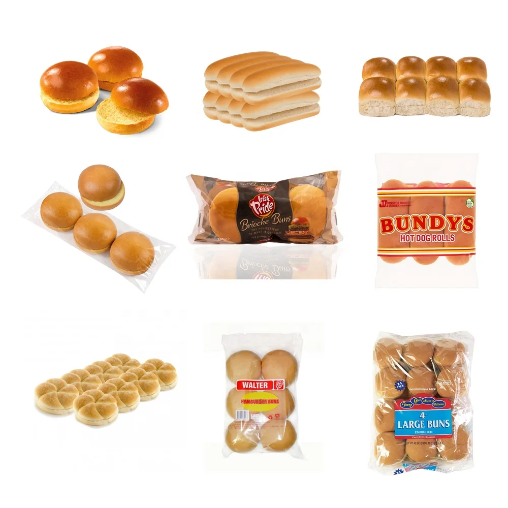 Automatic Horizontal Pillow Flow Bakery Bread Buns Rolls Group Burger Bread Hamburger Packaging Machine