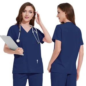 Unisex Hospital Scrubs Nurse Joggers Slim Fit XL Size Spandex Polyester Stretch Unisex Knitted Uniform Set