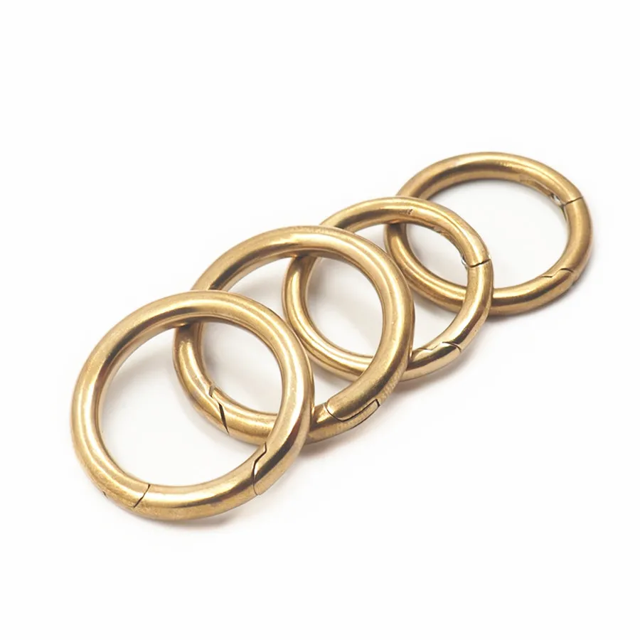 Multi Size Solid Brass Spring Clasps Round Carabiner Keychain Bag Clips Hook Metal O Ring  Connector for Handbag Accessories