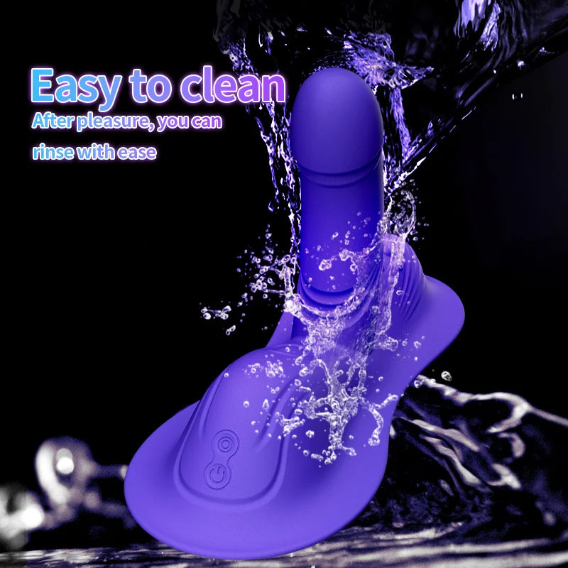 Front view of clitoral, G-spot, and anal stimulation zones on silicone riding vibrator