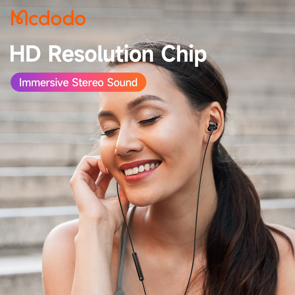 Mcdodo 406 DC In-Ear Wired Earphone 3.5mm Connector Support Call Metal/ Nylon 1.2m High Resolution Audio for Sports Phone Use