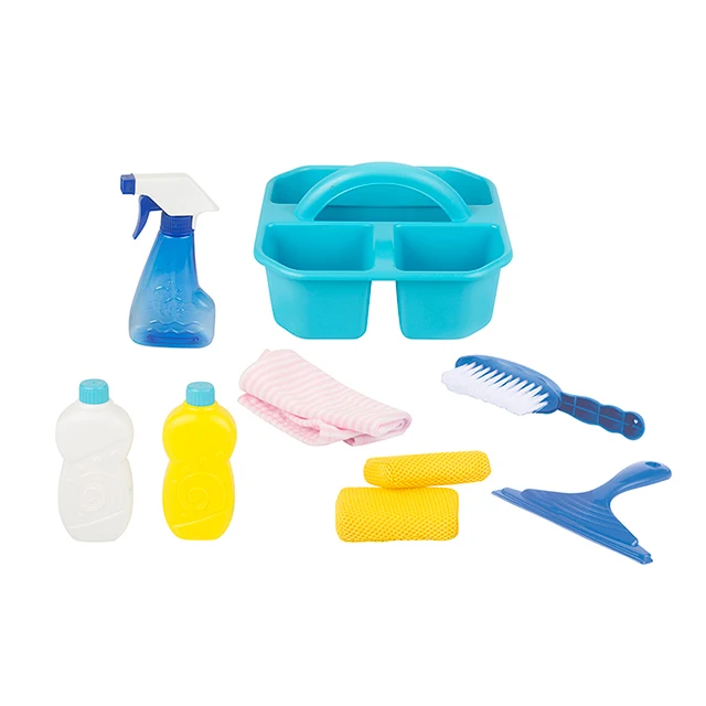 Kids Toy Simulation Cleaning Supplies Set with Mop Bucket and Accessories 9-Piece Set happyYE Pretend Play Housekeeping Cleaning Set As Show 