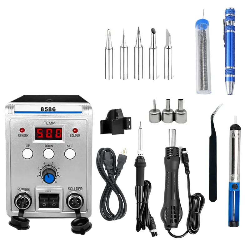 Direct Factory Supply 8586 Digital Soldering Station Heat Gun in Two-in-One Design for Mobile Phone Repair and Desoldering