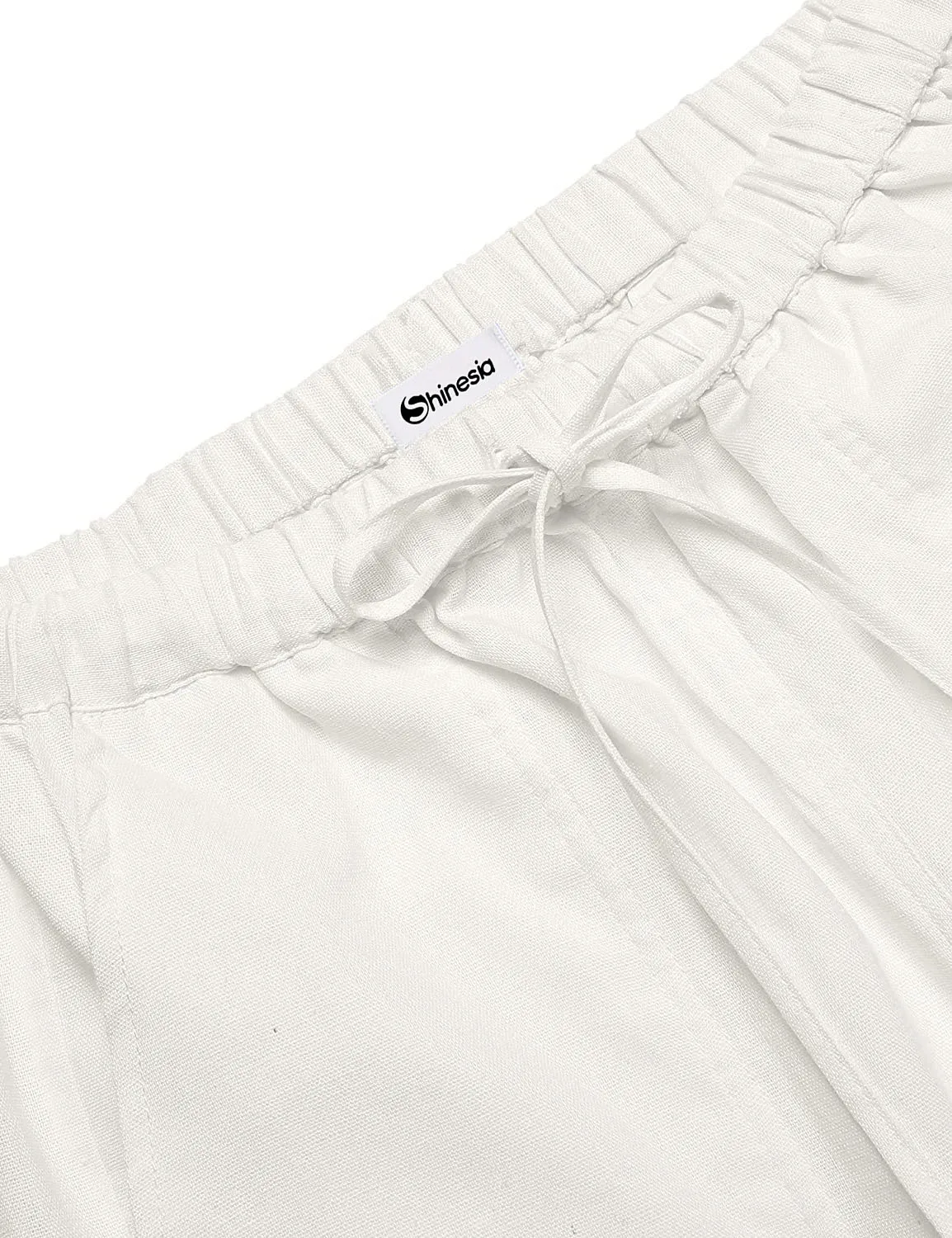 Shinesia Men's Pants Plus Size Linen Elastic Waist Loose Yoga Thin ...