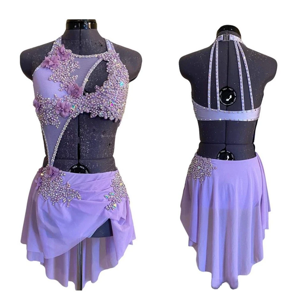 Lila Lyrical Tanzkostüm Für Damen – Elegantes & Bequemes Performance-Outfit Mit Pailletten