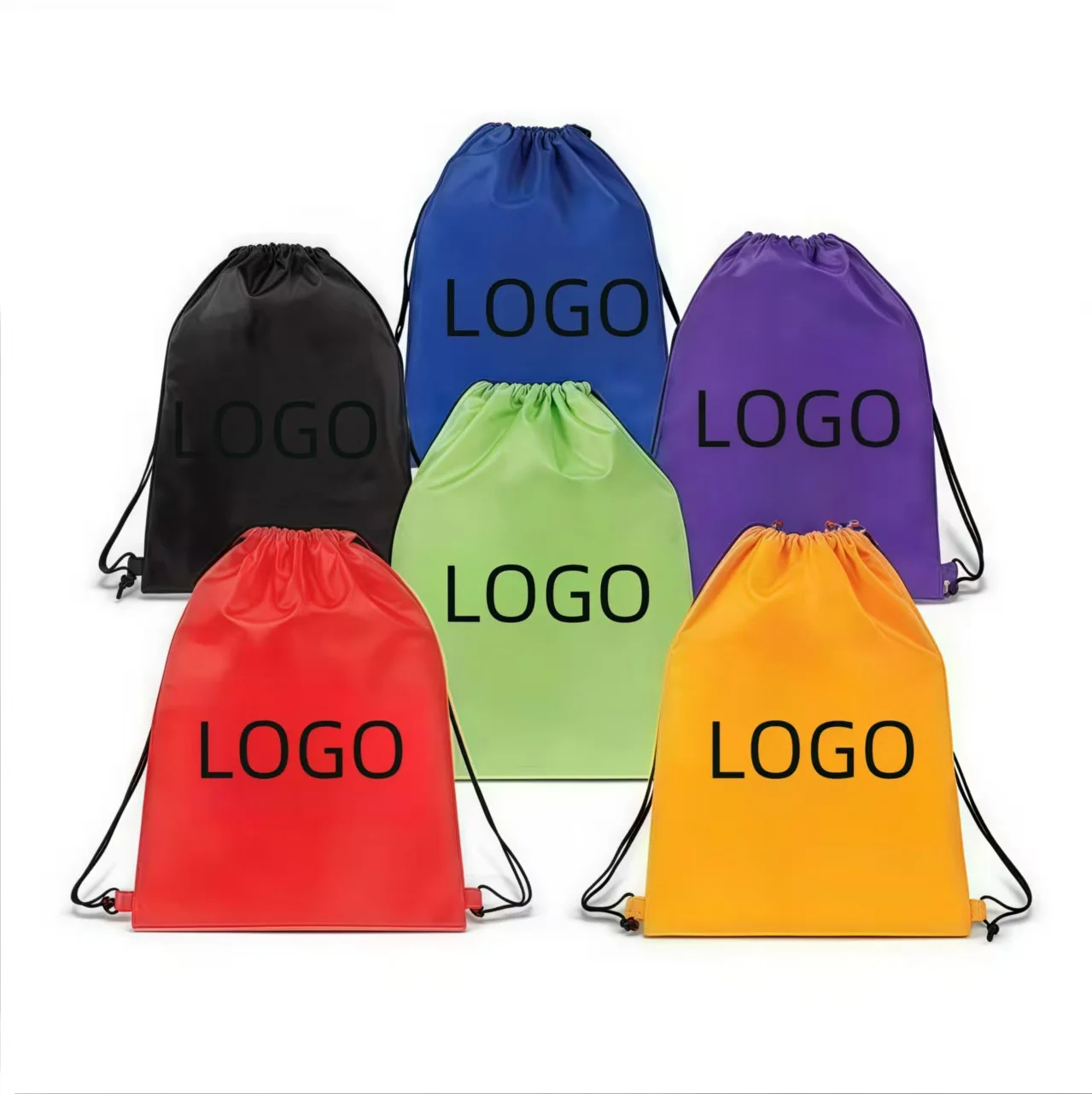 High Quality Polyester Draw String Custom Recycled Sports Backpack Gym Bag Waterproof  Logo Promotional Fitness Drawstring Bags