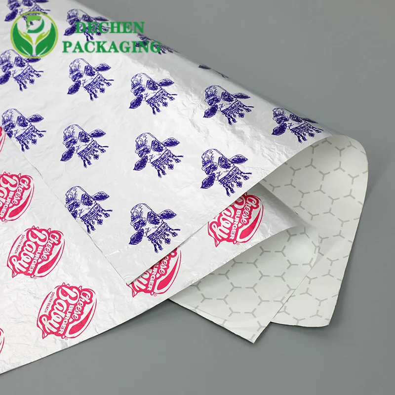 Embalaje de sándwich de papel de aluminio embalaje de hamburguesa de papel de aluminio