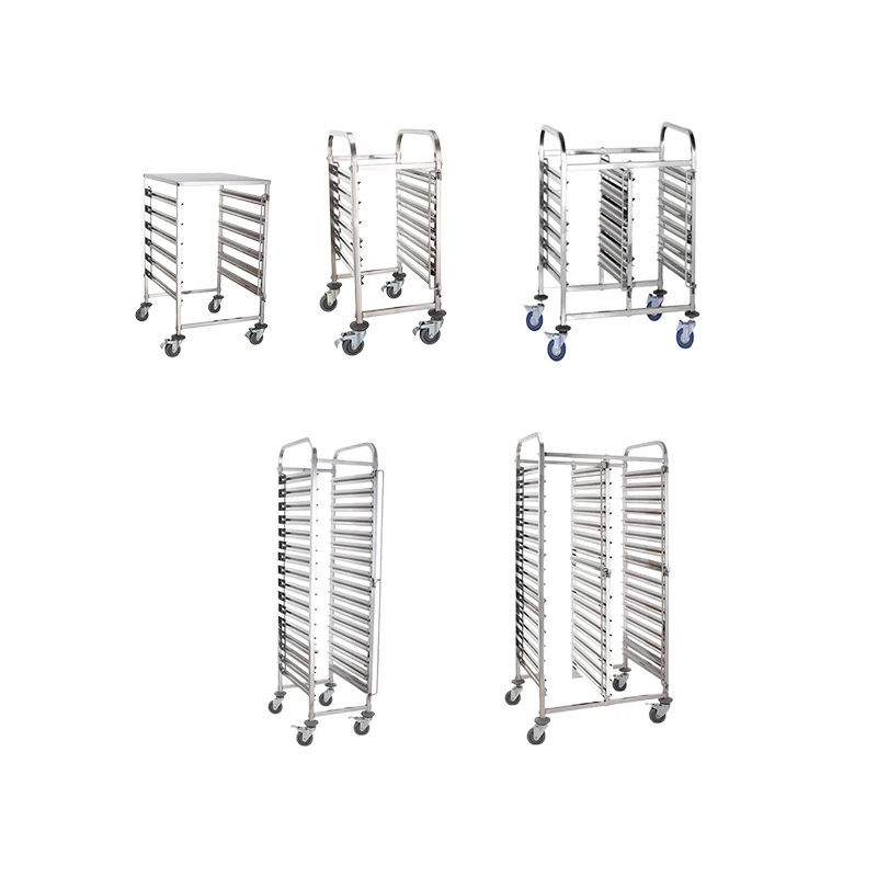 Linkrich Durable Two-Tier Stainless Steel Kitchen Cart Multifunctional Food Serving Trolley Dish Collection Hotels Restaurants