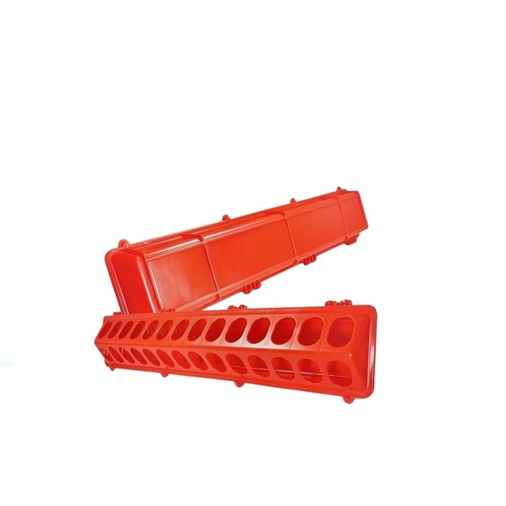 Red color long feed box Poultry feeder