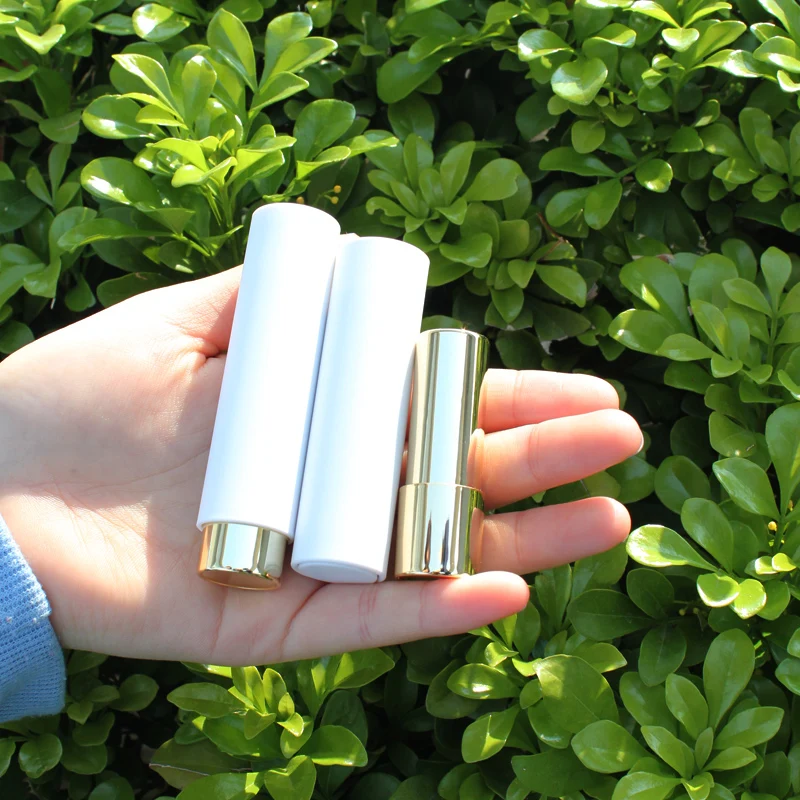 Lipstick tube in stock cosmetic packaging round shape lipstick case press lipstick container