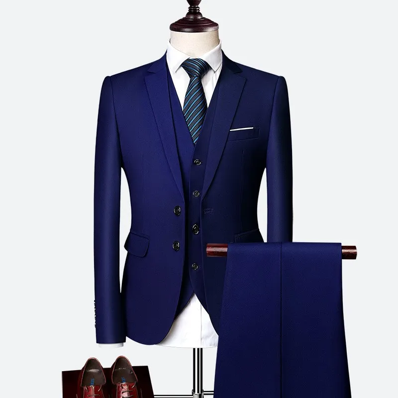 Y2603 British Style Business Suit for Men Slim Fit Jacket+Vest+Pant 3 Piece Set Formal O aperçu 18