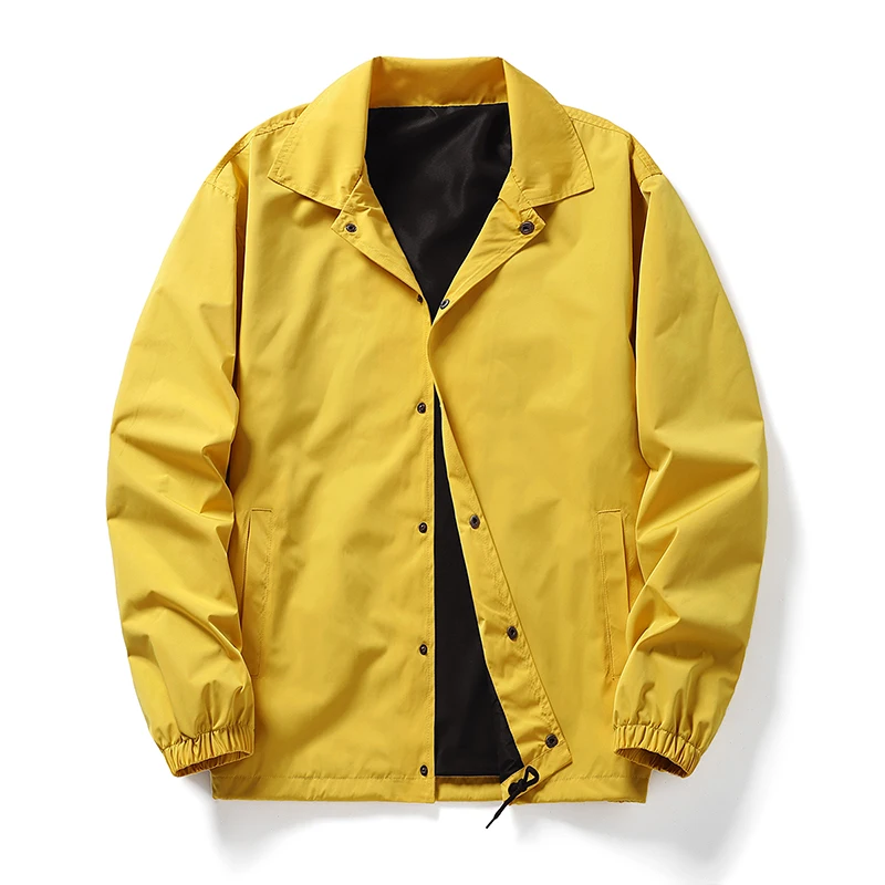 Practical Waterproof Lapel Collar Windbreaker Elastic Hem Men's Custom Jacket Manufacturer_voghion.com