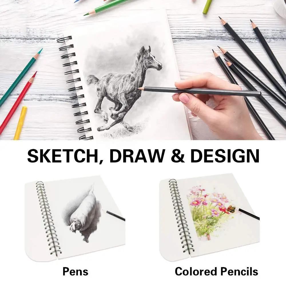 product custom printing a4 sketch book side spiral bound sketch pad art sketchbook artistic drawing painting writing paper for kids-28