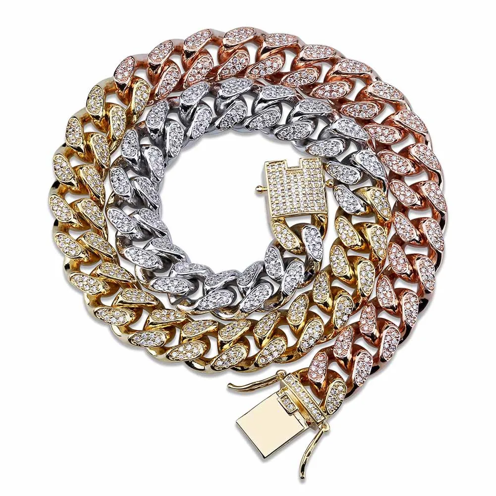 18k Gold Plated Tricolor Iced Out Cz 