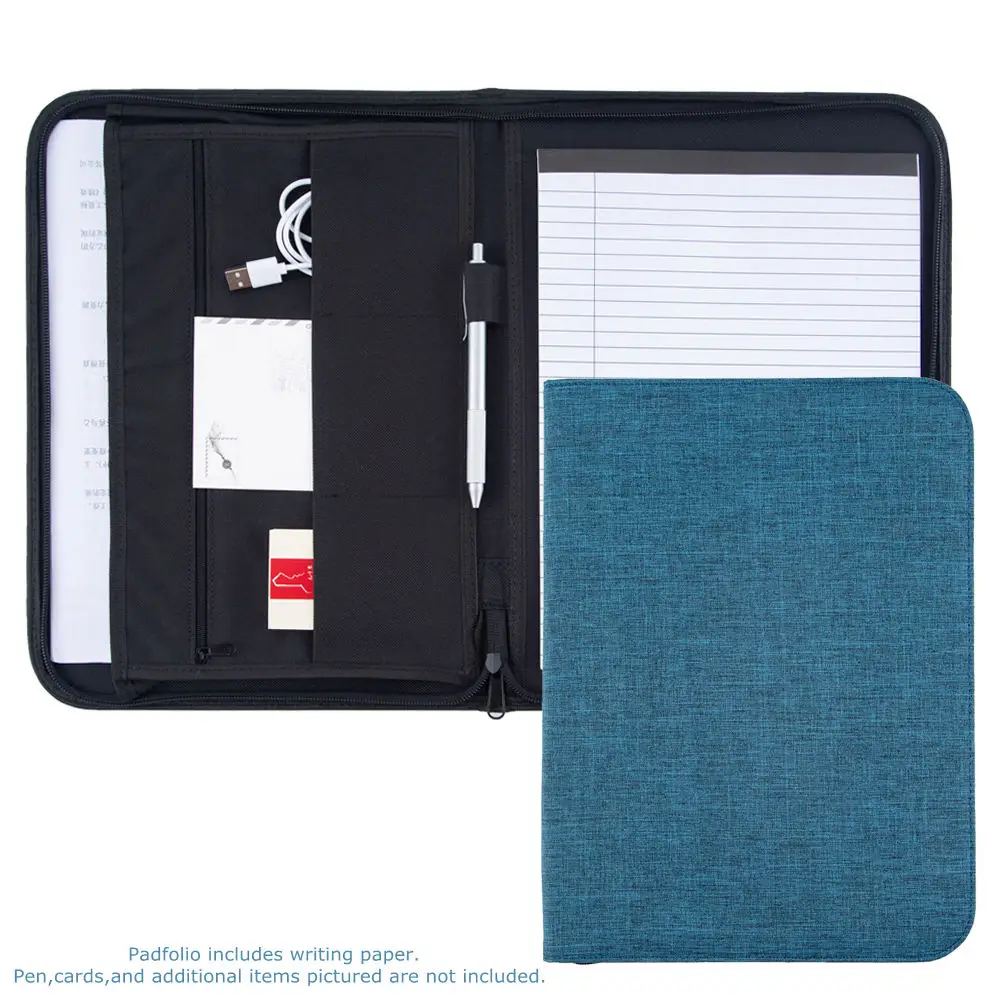 A4 Custom Document Map,Canvas Padfolio Oxford Fabric Zipper Folder