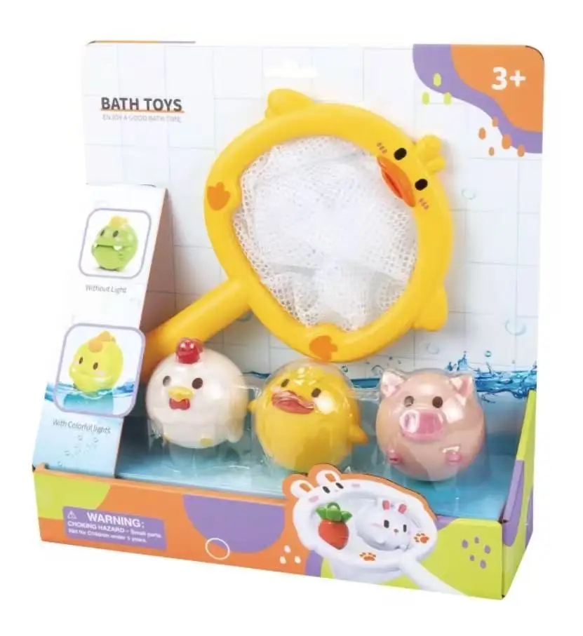 New Bath Toys And Animals With Light Flash Floating Bathroom Net Shower ...