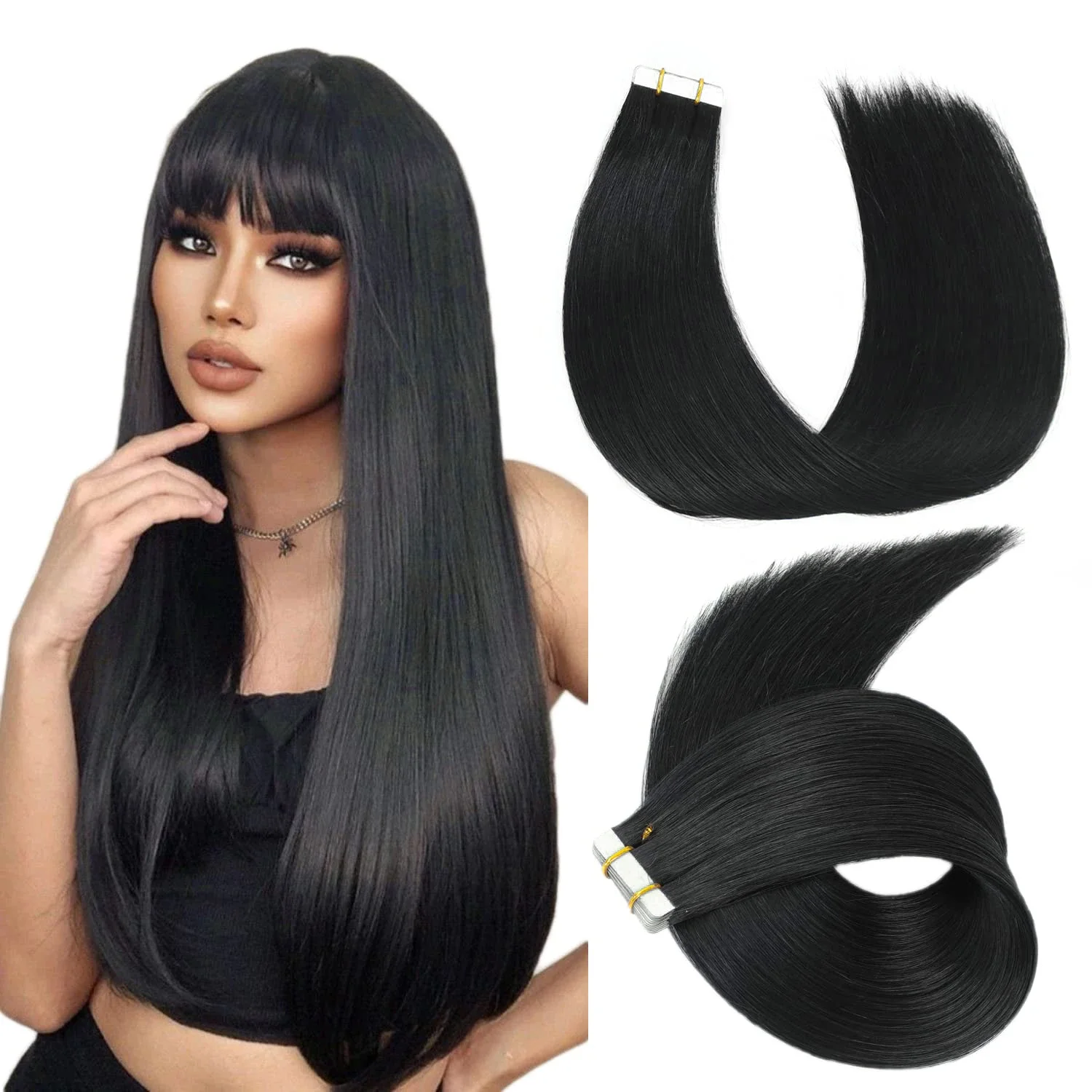 20 pezzi/pacco Tape In Extensions per capelli umani lisci 100% capelli umani Brasiliani Remy Nastro adesivo invisibile in 26 pollici per donne_voghion.com