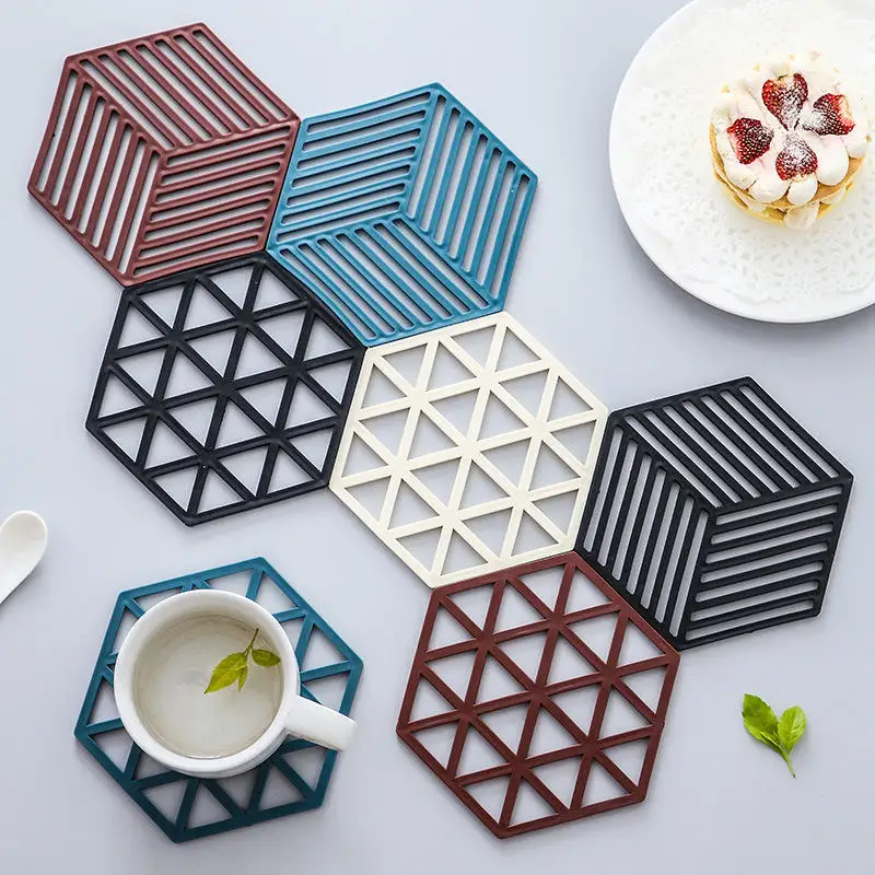 Nordic Design Silicone Heat-Resistant Non-Slip Custom Anti-Scald Mats for Hot Pots Pans Dishes Thickness coaster for Drink