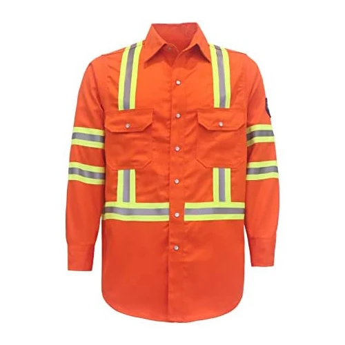 Wholesale NFPA 2112 FR 100% Cotton Fireproof Reflective Tape Shirt Flame Retardant Industrial Workwear Safety suit