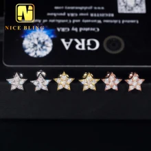 Fine Hip Hop Jewelry Iced Out Star Ear Studs 925 Sterling Silver Moissanite Stud Earring For Women