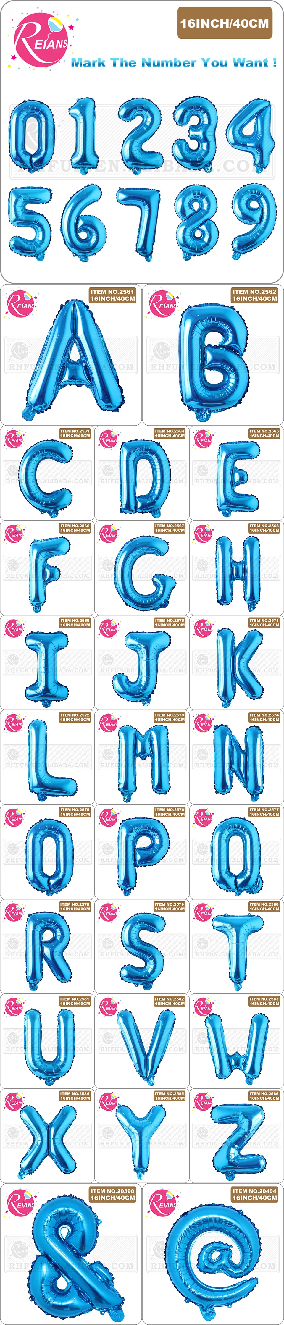 16 Inch Blue Letter Number Foil Balloon Birthday Party Wedding ...