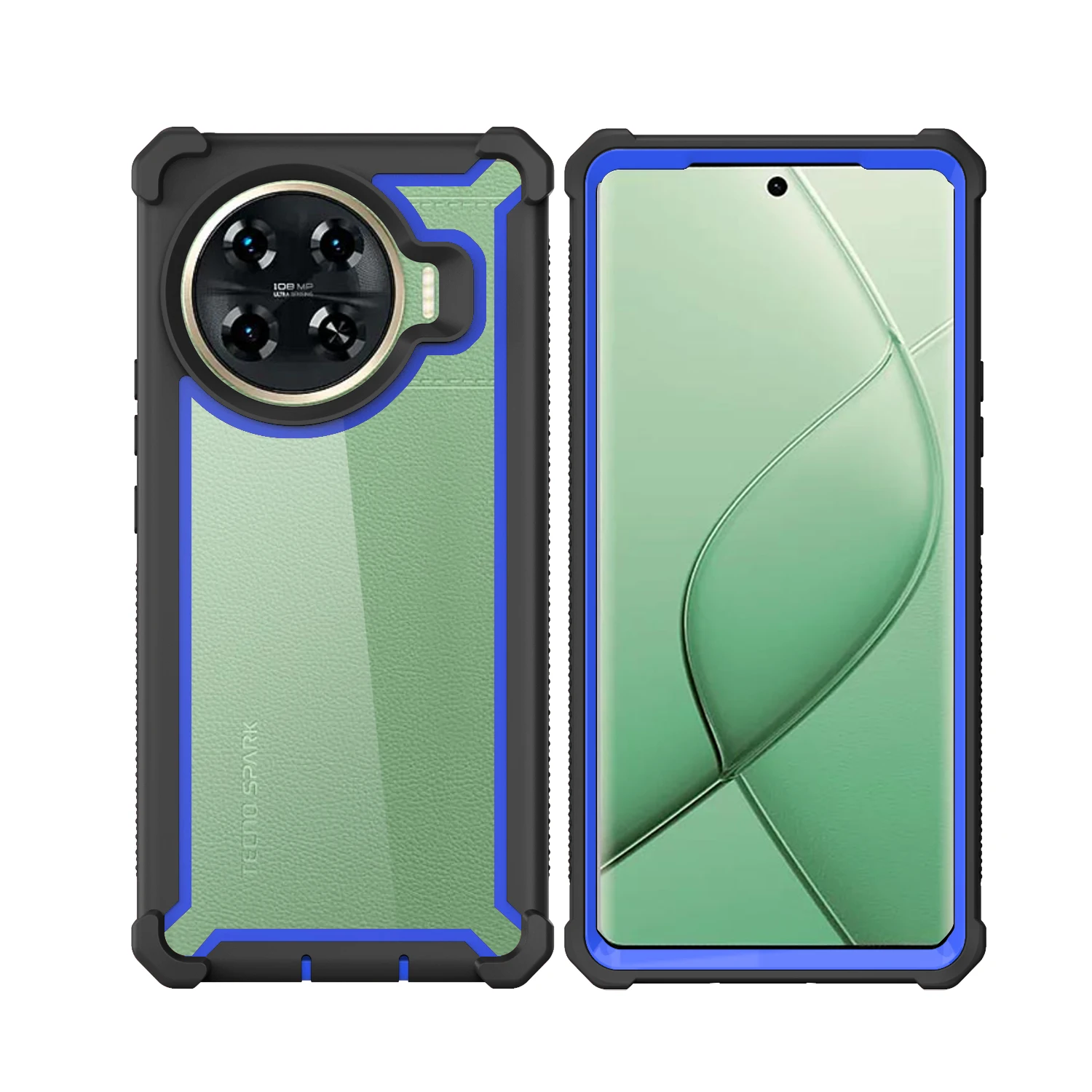 360 Phone Case for  Tecno  Spark 20 Pro Plus Space Defender Clear Bumper Fourcorner Shockproof 3 in 1 Phone Case