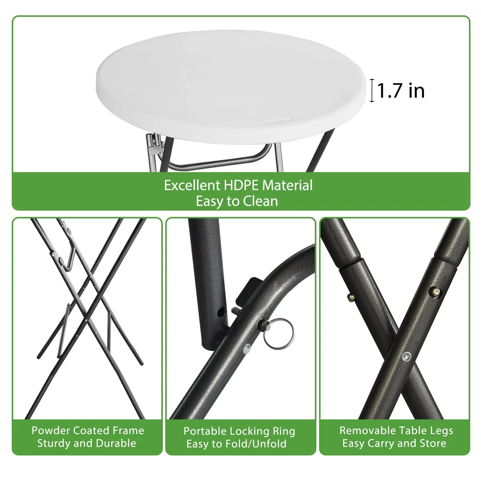 Outdoor 4ft Round Camping Portable Folding Table Indoor Foldinhalf