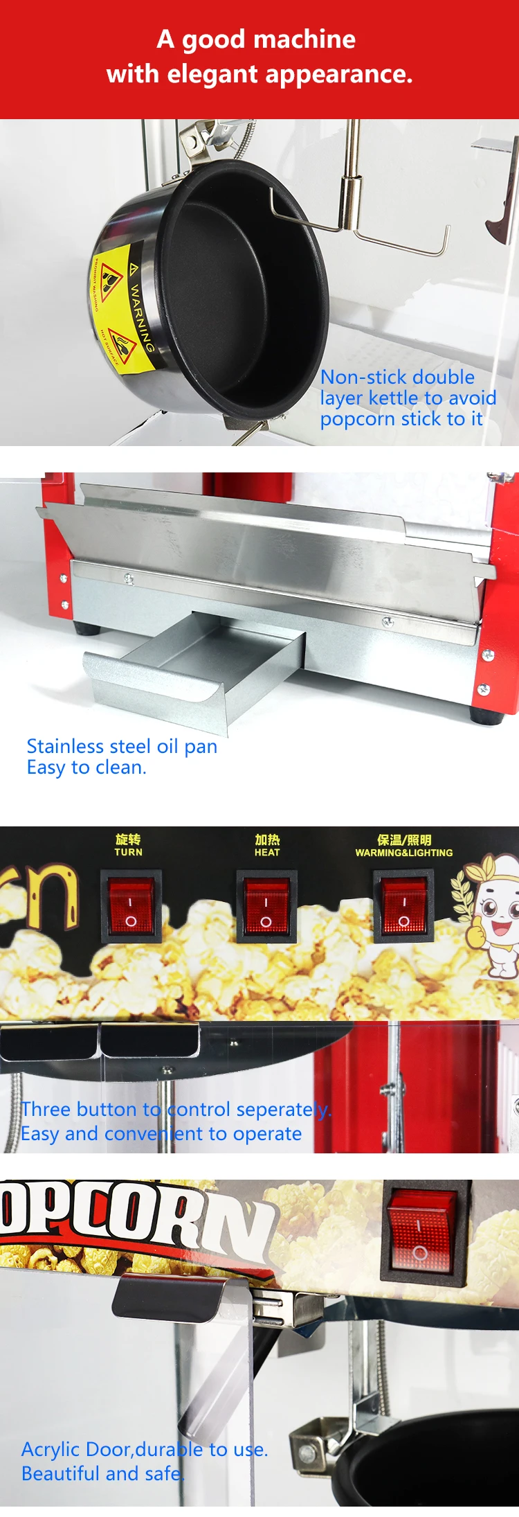 Wholesale Price Popcorn Maker Machine Commercial Automatic Electric 8OZ Popcorn Maker factory