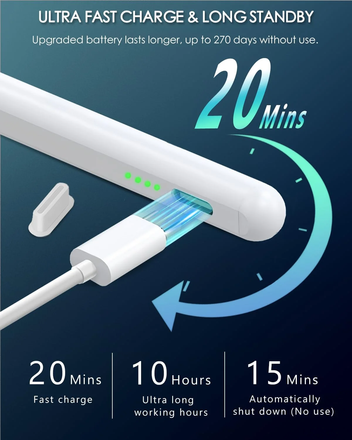 Active Professional Factory Manufacturer Smooth Writing No Delay Palm Rejection Stylus Pen Pencil 2 for Ipad Tablet White