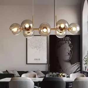 Nordic Modern Indoor LED Pendant Light Small Glass Ball Chandelier with Long Bubble Shape for Home Project Installation