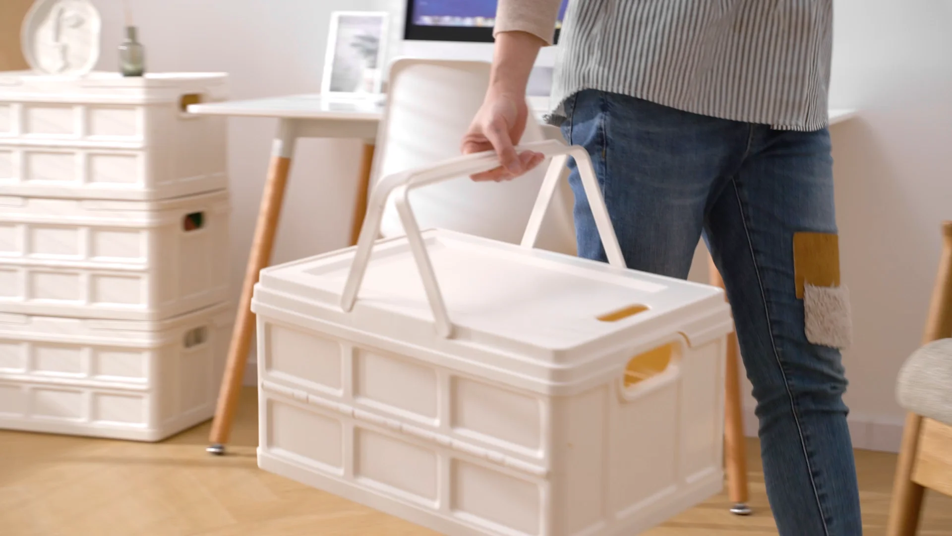 Extra Large Clothes Toy Foldable Stacking Storage Boxes Bins Organizer