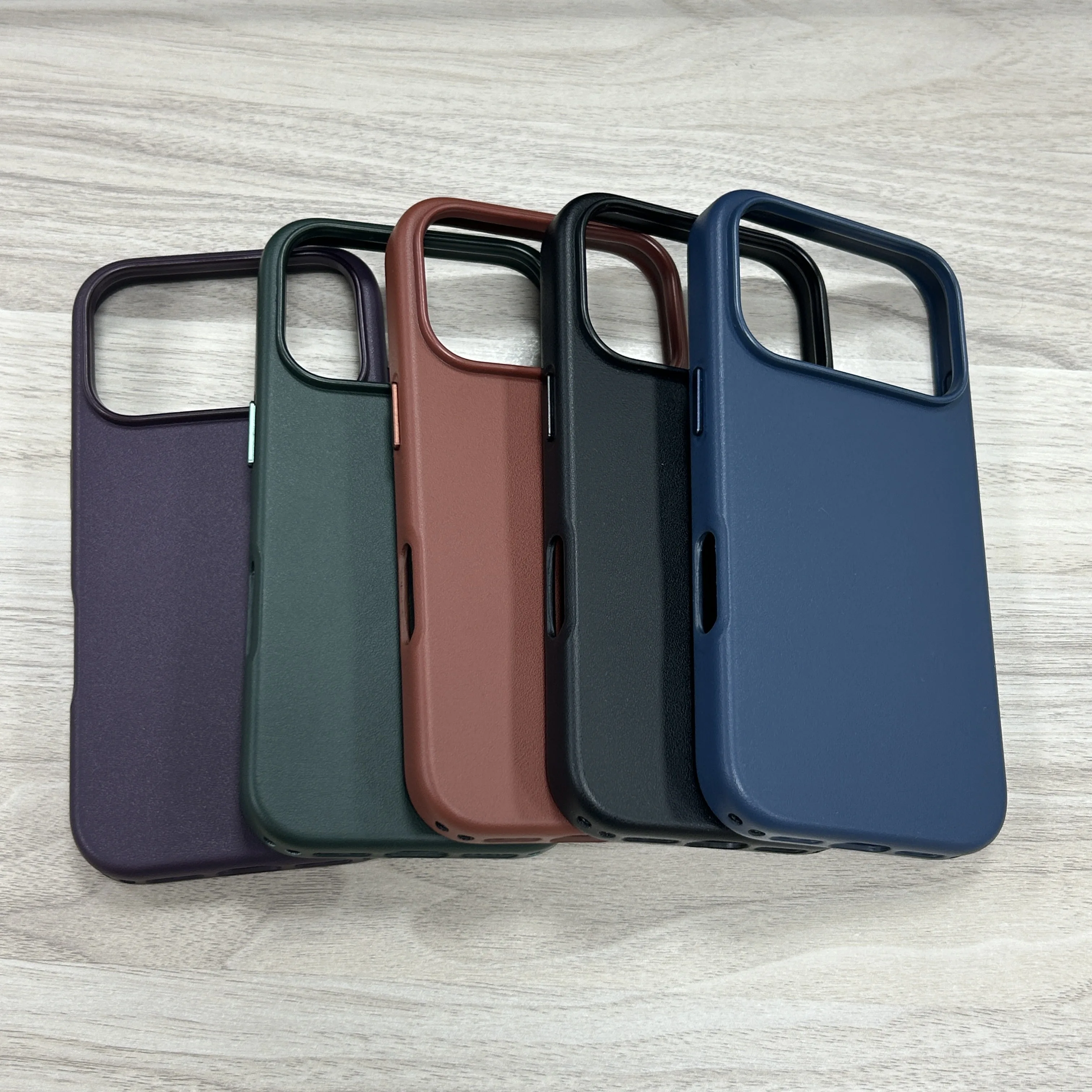 product laudtec pu leather phone cases support lanyard metal button simple business back cover for iphone air 17 16 pro max sjk1101-6