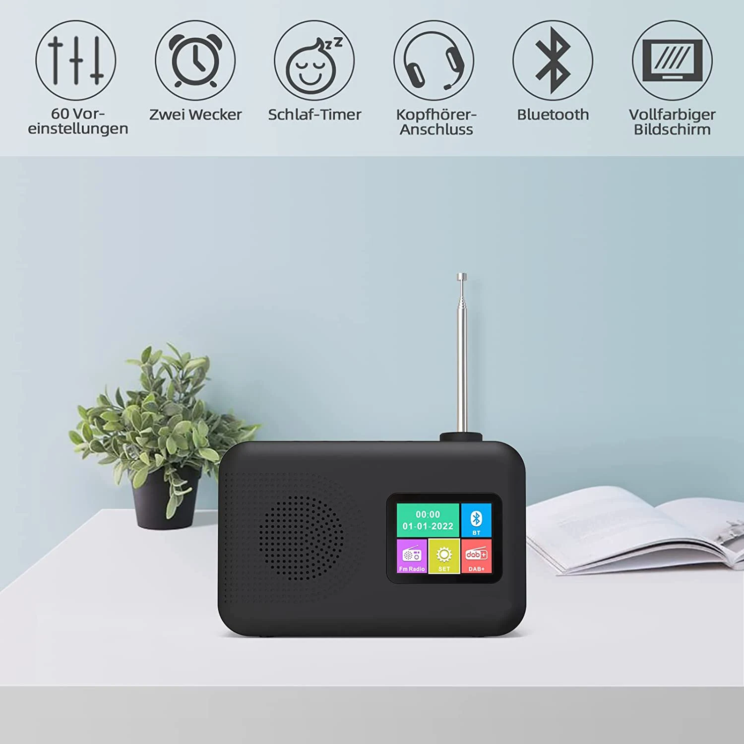 Dab/dab+ And Fm Radio 2.4 Inch Tft Display 10 Station Memory Portable ...