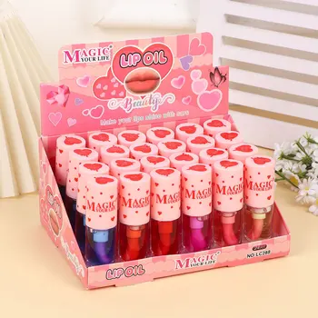 Private Label Glossy Color Changing Lip Oil Natural Moisturizing PH Adaptive Glossy Makeup with Large Head Brush Lip Gloss