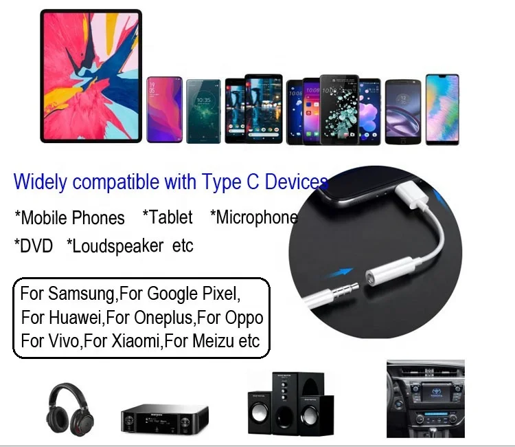 Кабель-адаптер премиум класса для Samsung Huawei Xiaomi Oneplus USB 3,1 C Type-3,5 мм для наушников