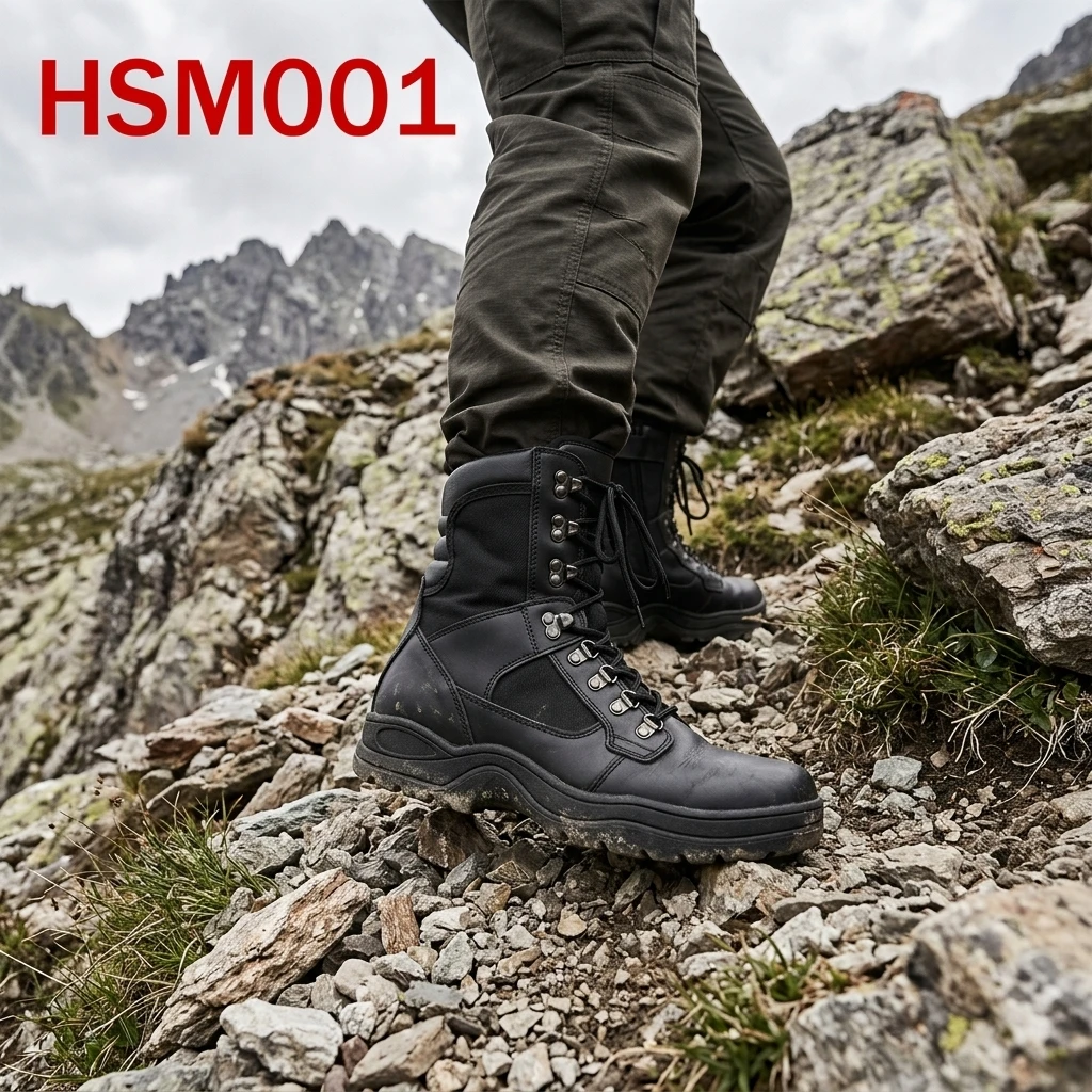ZYF,Extreme Climate Full Leather Black Combat Boots for Sale Durable Rubber Sole Available Stitching Tactical Boots HSM001