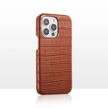 Luxury Leather Crocodile Pattern Custom logo Mobile Phone Case for iphone 17 air 16 15 14 13 Pro Max Slim Shockproof Back Cover