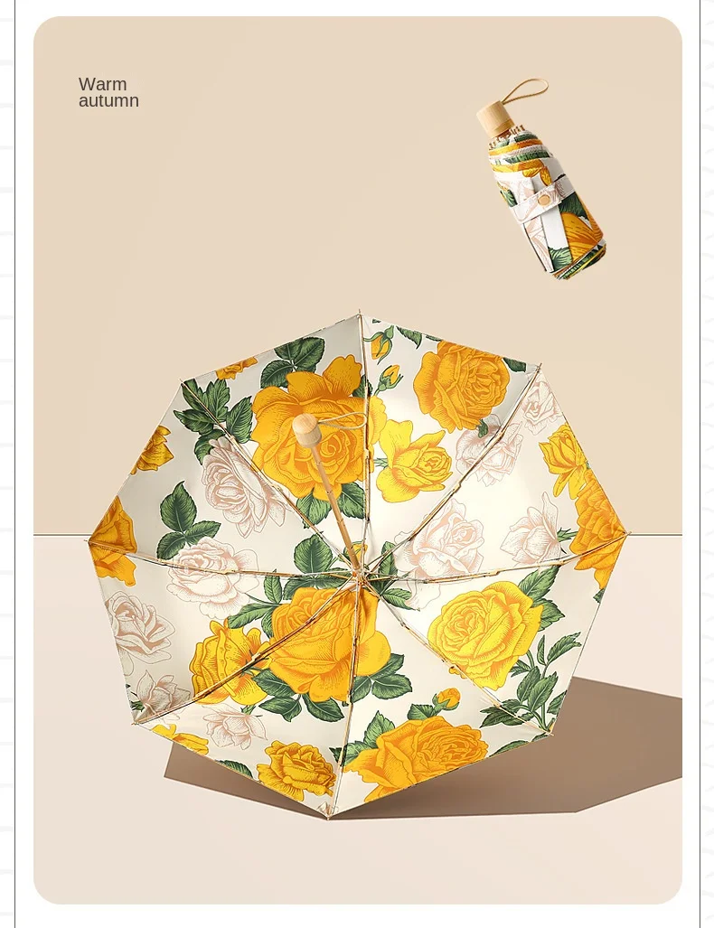 High-grade Double Layer Full Flower Printing Sunshade Folding Umbrella