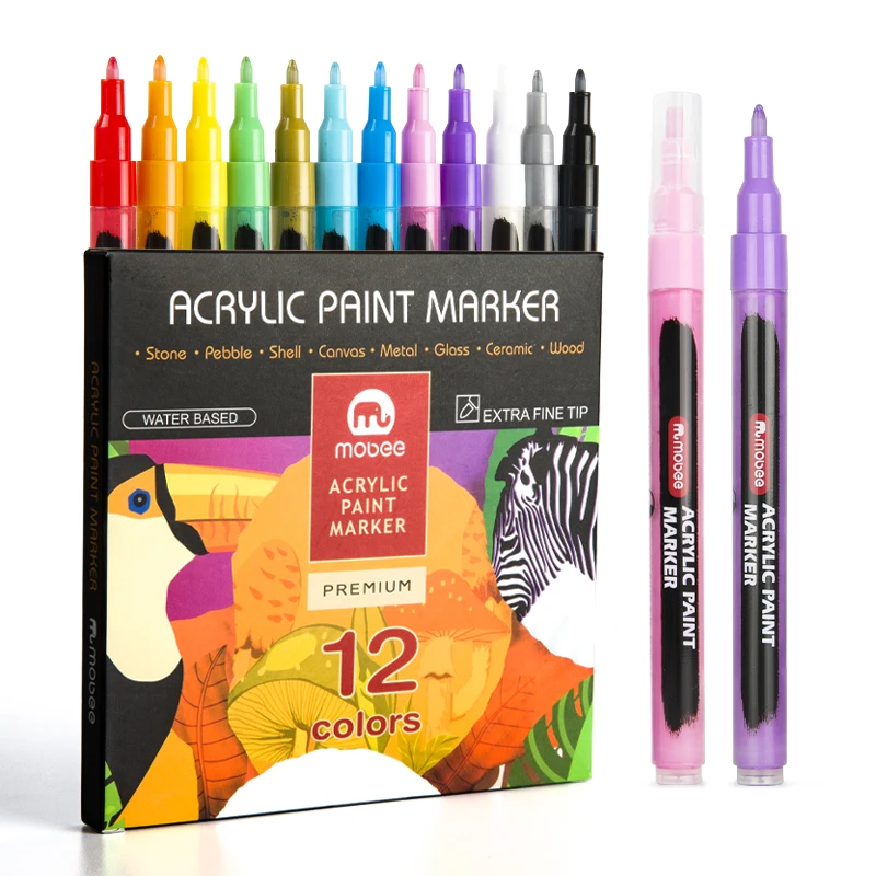 Dual Tip Acrylic Mobee Acrylic Paint Marker Mobee P-967A-12