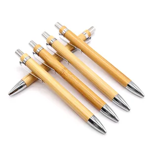High Quality Eco-Friendly Bamboo Custom Logo Printed Wooden Ballpoint Pen 1.0mm Writing Width Cheap Price OEM Notebooks Opp Bag