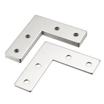 Customized Flat Angle Bracket Plate L Shape Repair Joining Support Brace Silver Tone