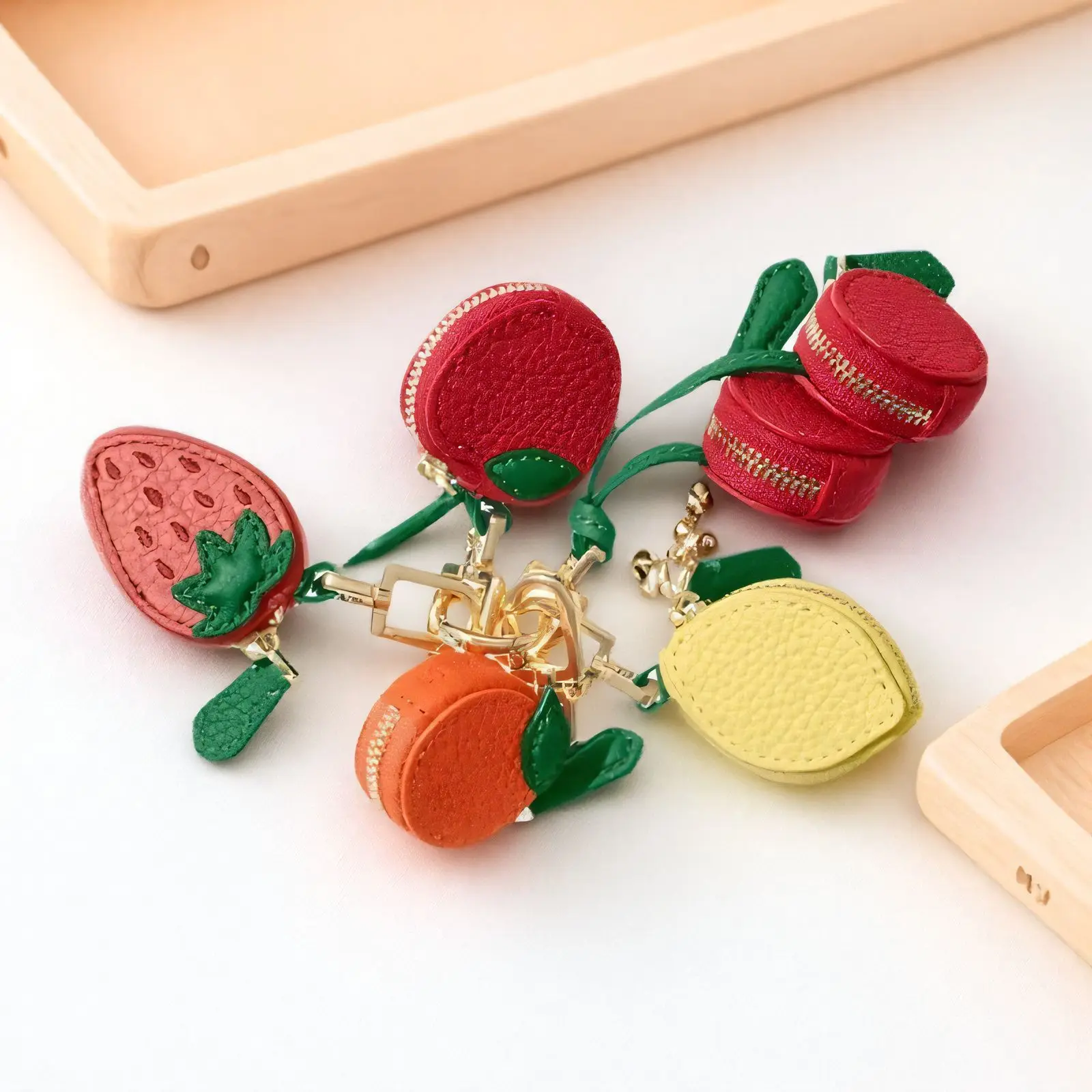 Coin Purse Keychain Cute Fruit Leather Bag Charm - Strawberry Keychain With Zipper Coin Pouch For Backpacks Mini Coin Purse